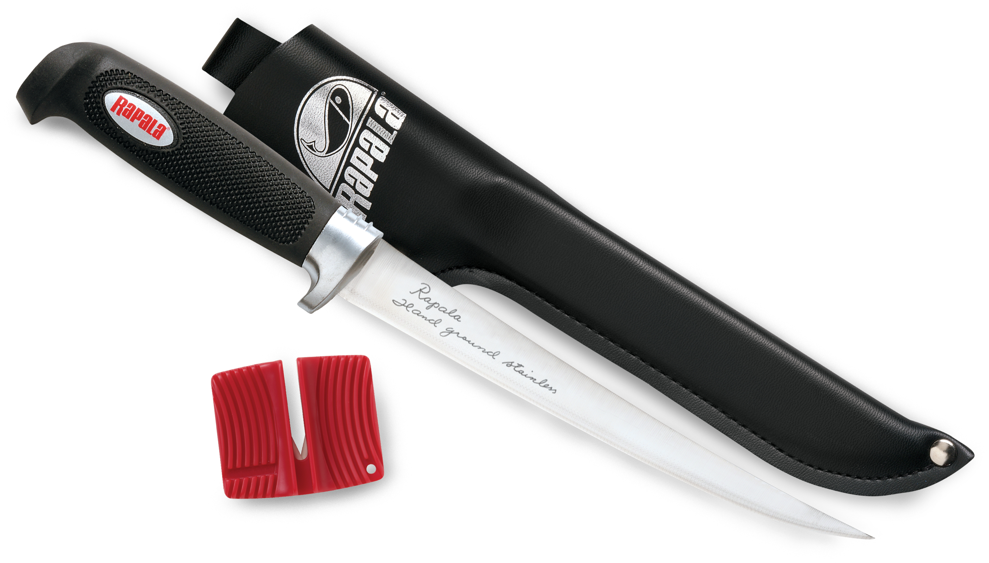 Rapala 7 Soft Grip Fillet Knife - Single Stage Sharpener & Sheath -  Precision Fishing