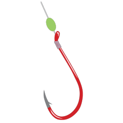 Gamakatsu Walleye Snell Hook With Glowbead #4 - Fluorescent Red (5