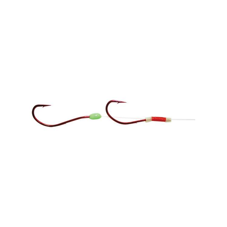 Gamakatsu Walleye LG Two Hook Rig #6-08 - Red with Green Bead (5