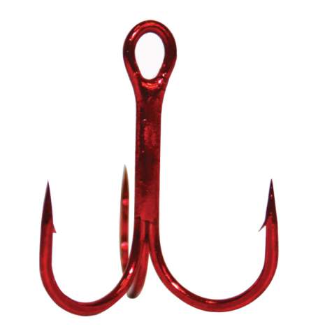 Gamakatsu Round Bend Treble Hook #8 - Red (10 Pack) - Precision