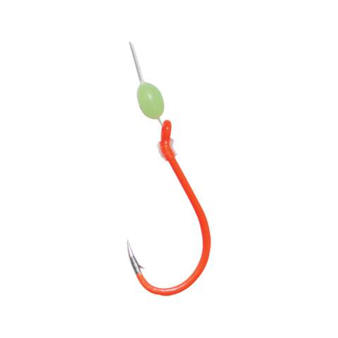 Gamakatsu Walleye Snell Hook With Glowbead #2 - Fluorescent Orange (5 Pack)  - Precision Fishing