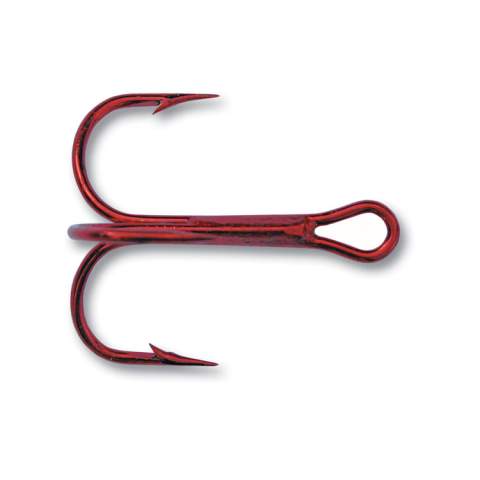 Mustad 35647 Round Bend Treble Hook #6 - Red (25 Pack) - Precision Fishing